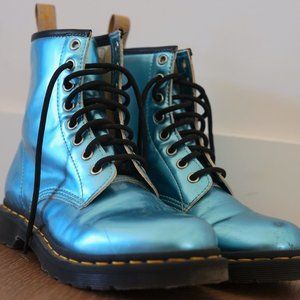 Dr. Marten's Teal Shiny Lace Up Boots - Size 7 US Womens